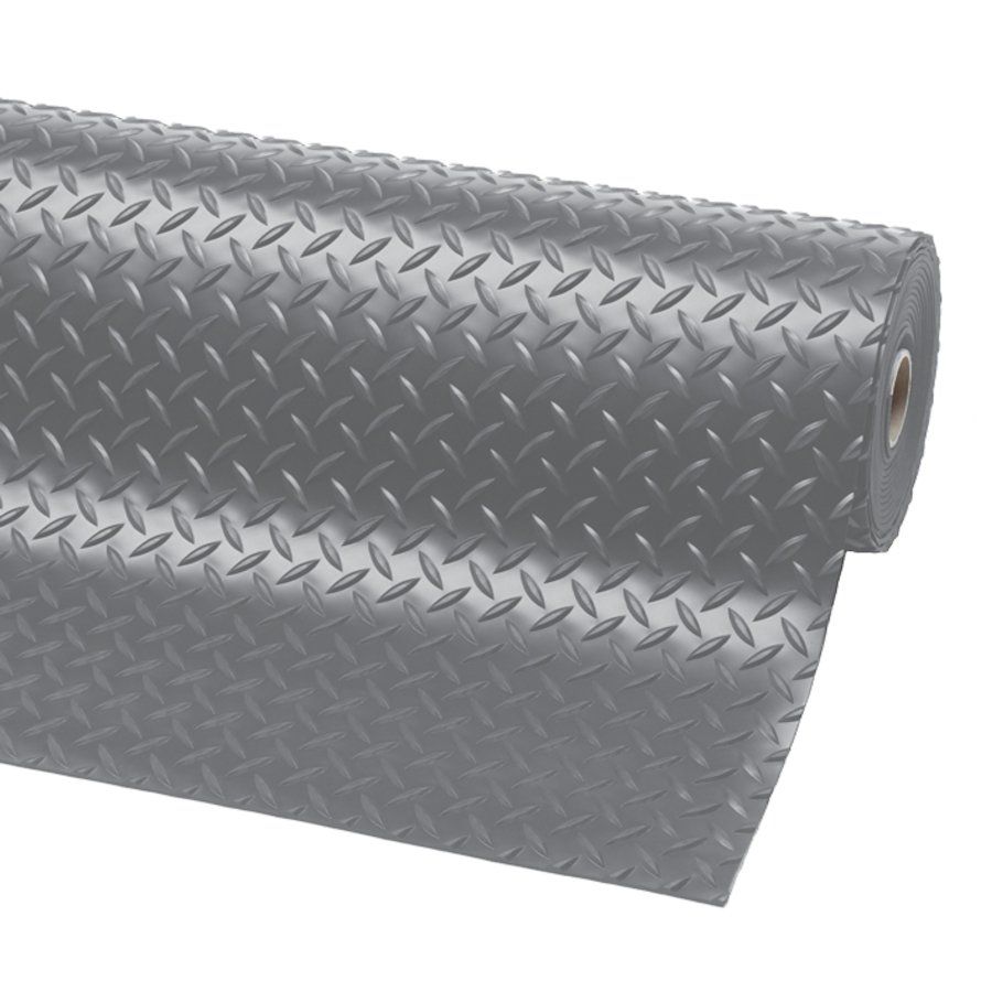 Šedá plastová PVC protiskluzová rohož (role) Diamond Plate Runner - délka 22,8 m, šířka 122 cm, výška 0,47 cm F