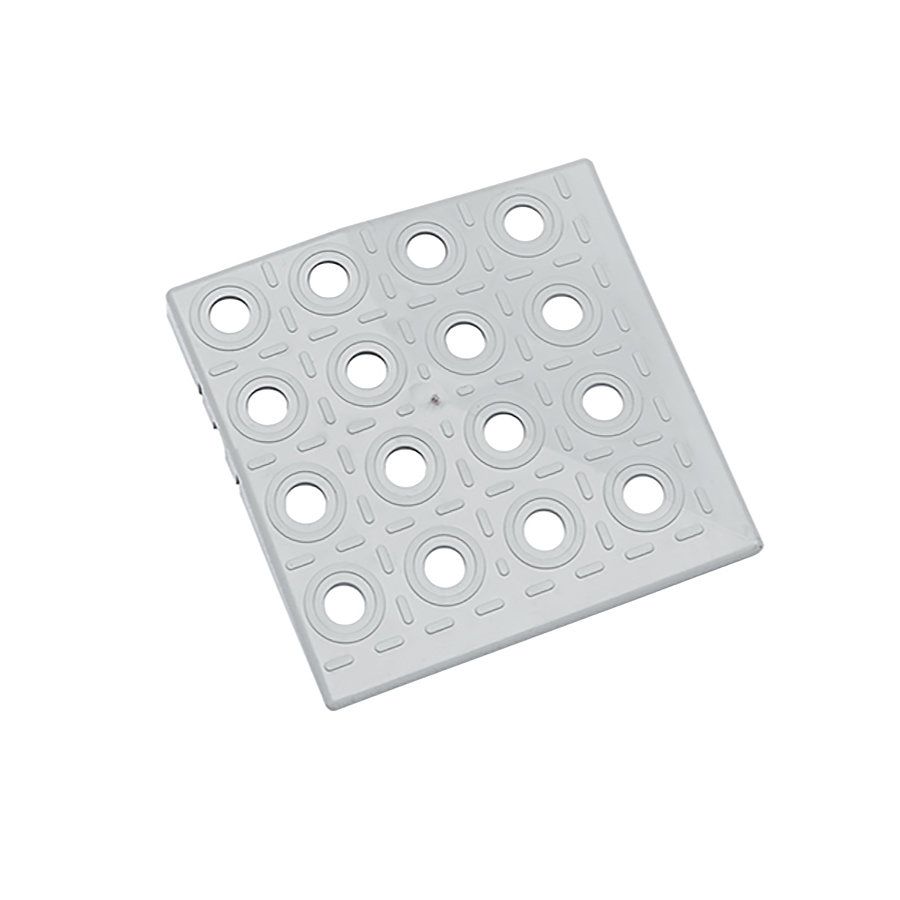 Šedý plastový PE rohový nájezd AvaTile AT-STD - délka 13,7 cm, šířka 13,7 cm, výška 1,6 cm F