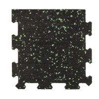 Černo-šedá gumová podlahová deska (puzzle - okraj) FLOMA FitFlo SF1050 - délka 95,6 cm, šířka 95,6 cm, výška 1,6 cm