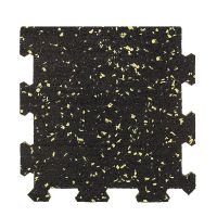 Černo-šedá gumová modulová puzzle dlažba (okraj) FLOMA FitFlo SF1050 - délka 95,6 cm, šířka 95,6 cm, výška 1,6 cm