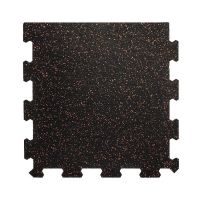 Černo-šedá gumová podlahová deska (puzzle - okraj) FLOMA FitFlo SF1050 - délka 47,8 cm, šířka 47,8 cm, výška 0,8 cm