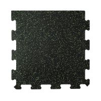 Černo-šedá gumová podlahová deska (puzzle - okraj) FLOMA FitFlo SF1050 - délka 47,8 cm, šířka 47,8 cm, výška 0,8 cm