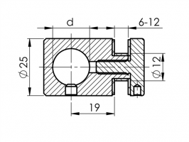 Držák skla a výplně D25/d12/L20mm