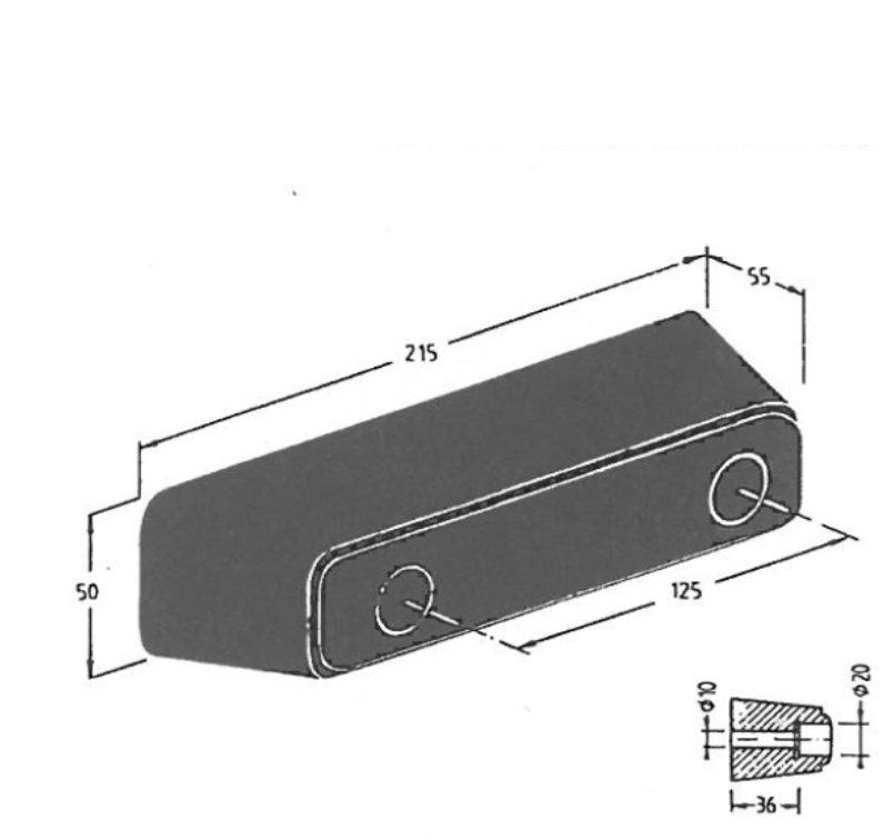 Gumový doraz na kamion FLOMA T5060 - délka 21 cm, šířka 5 cm, tloušťka 5,5 cm