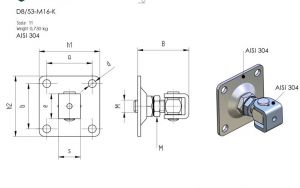 Pant nerez INOX M16, 80x80mm