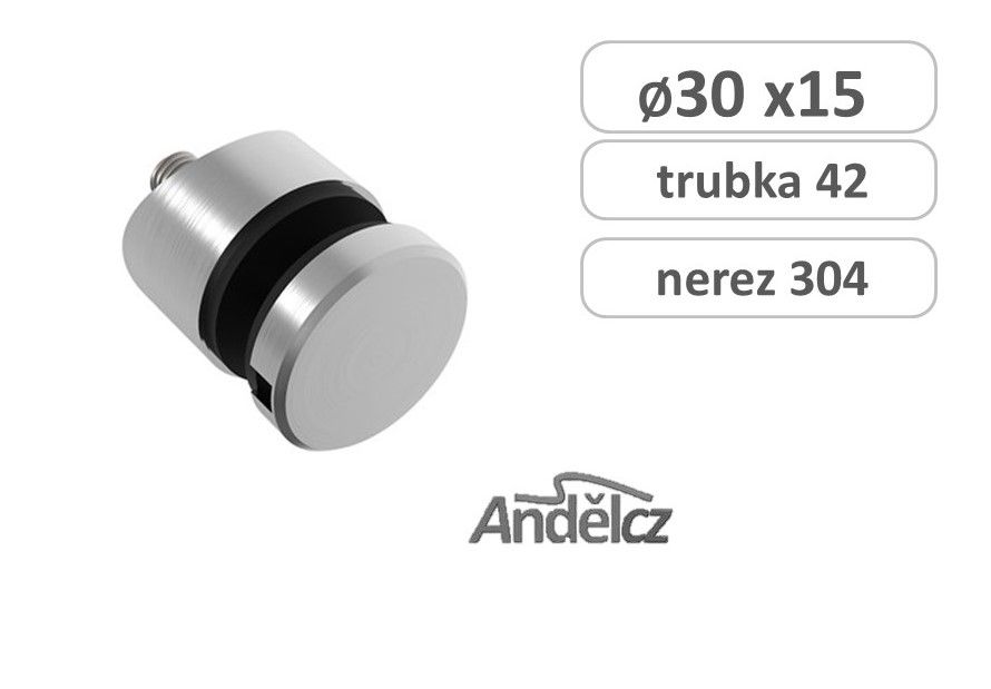 Držák skla bodový D30/M8x15mm na trubku