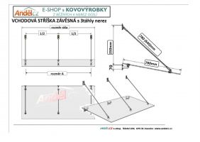 VCHODOVÁ STŘÍŠKA ZÁVĚSNÁ 2,0x 0,78m kouřová s 3táhly nerez