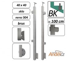 SLOUPEK hranatý boční kotvení B2 pro schodiště krajní- pro sklo