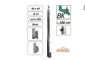 Sloupek zábradlí HRANATÝ boční pro schodiště B2- nerez