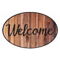 Vnitřní čistící pratelná vstupní rohož FLOMA Prestige Welcome wood - délka 50 cm, šířka 75 cm a výška 0,7 cm