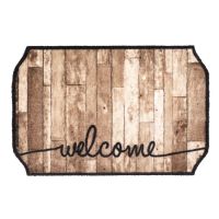 Pratelná vstupní rohož FLOMA Prestige Welcome Wood Octagon - délka 50 cm, šířka 75 cm, výška 0,7 cm