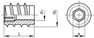 Závitová vložka do dřeva s vnitřním šestihranem Ocel M10X25 16/25