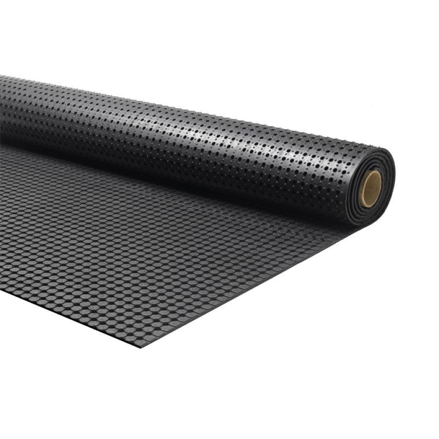 Černá gumová průmyslová protiskluzová rohož FLOMA Forte - délka 10 m, šířka 90 cm, výška 1 cm