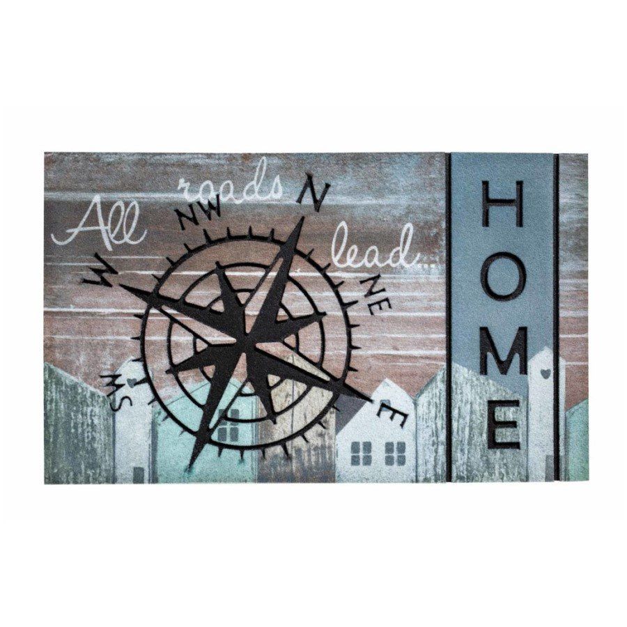 Venkovní čisticí vstupní rohož FLOMA Residence Compass Road Home - délka 45 cm, šířka 75 cm, výška 0,9 cm