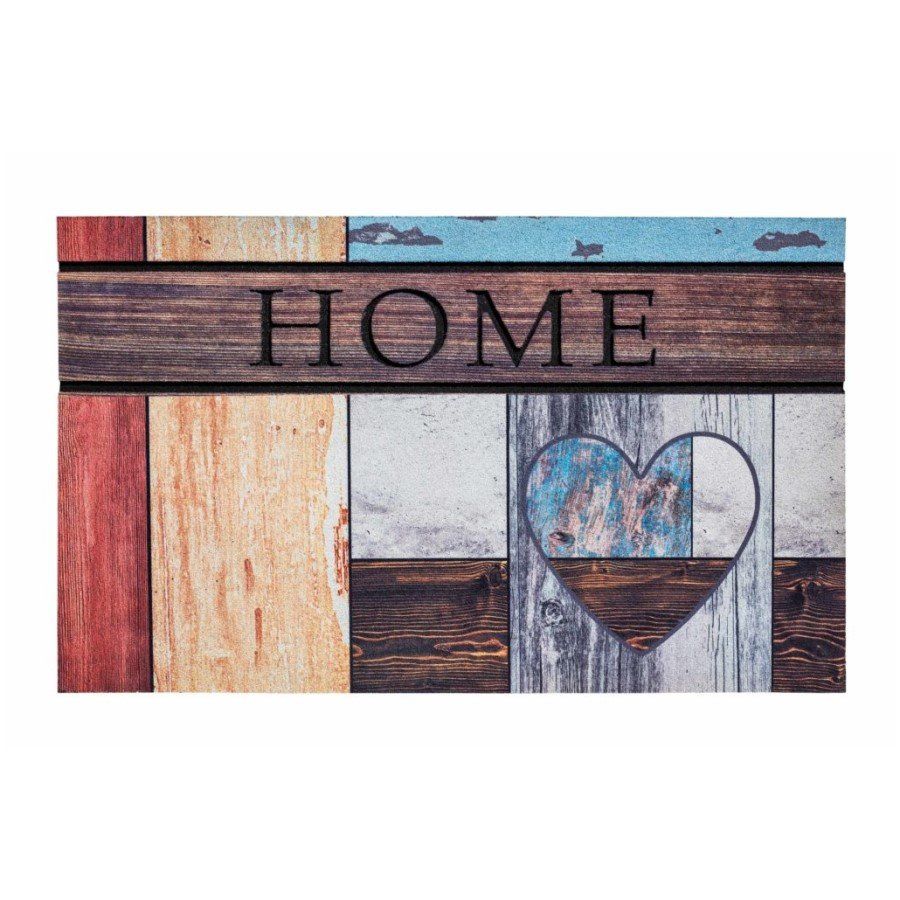 Venkovní čisticí vstupní rohož FLOMA Residence Top Wooden Heart - délka 45 cm, šířka 75 cm, výška 0,9 cm