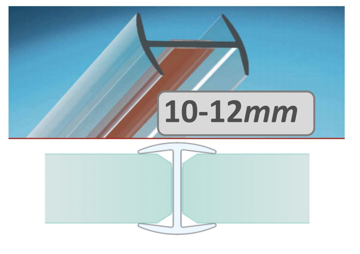 H lišta 12 -12,76 - spojovací pro skla stříšky Andelcz.cz