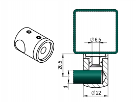 Držák výplňe D12mm prutu levý -plochý