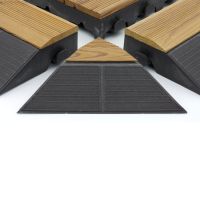 Dřevěný nájezd "samec" pro terasovou dlažbu Linea Combi-Wood - délka 40 cm, šířka 20,5 cm, výška 6,5 cm