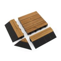 Dřevěný nájezd "samec" pro terasovou dlažbu Linea Combi-Wood - délka 40 cm, šířka 20,5 cm, výška 6,5 cm