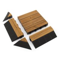 Dřevěný rohový nájezd pro terasovou dlažbu Linea Combi-Wood - výška 6,5 cm - 4 ks