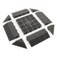 Hnědý plastový rohový nájezd pro terasovou dlažbu Linea Combi - výška 4,8 cm - 4 ks