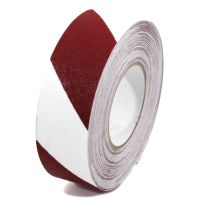 Bílo-červená korundová protiskluzová páska FLOMA Hazard Standard - délka 18,3 m, šířka 5 cm, tloušťka 0,7 mm