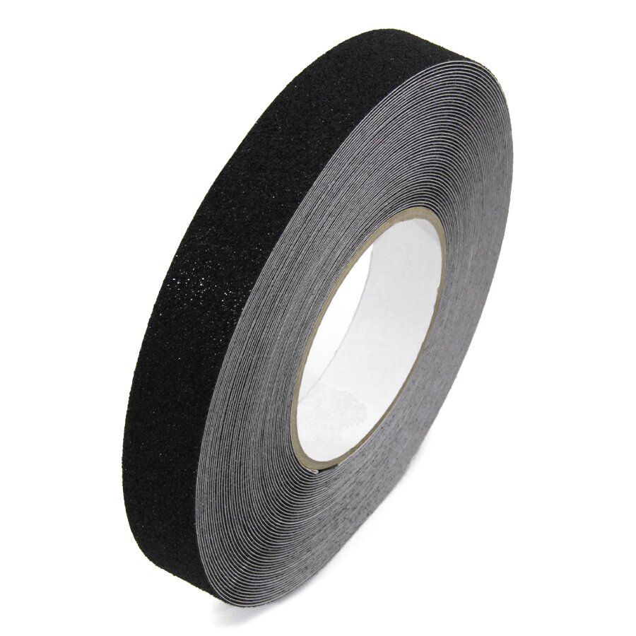 Černá korundová protiskluzová páska FLOMA Standard - délka 18,3 m, šířka 2,5 cm, tloušťka 0,7 mm