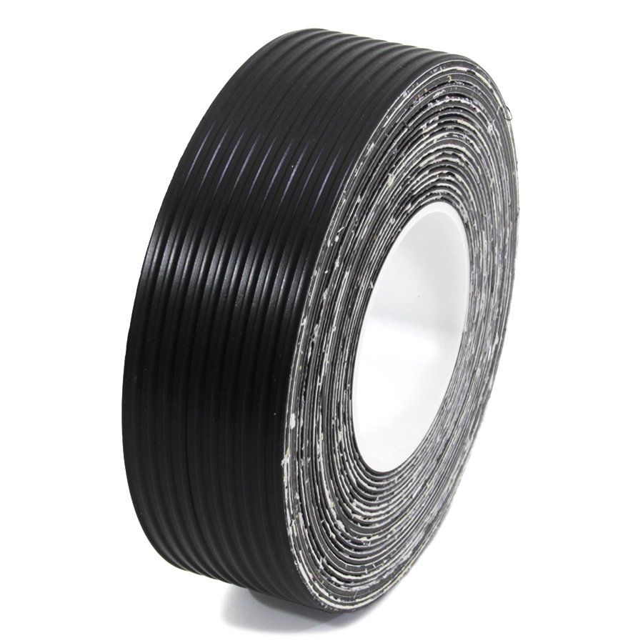 Černá gumová ochranná protiskluzová páska FLOMA Ribbed - délka 9,15 m, šířka 5 cm, tloušťka 1,7 mm