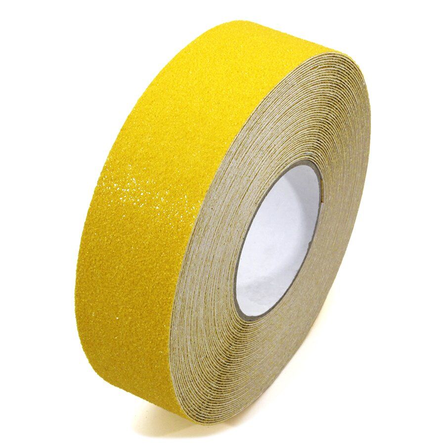 Žlutá korundová protiskluzová páska FLOMA Super - délka 18,3 m, šířka 5 cm, tloušťka 1 mm