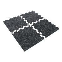 Černo-bílo-modrá gumová modulová puzzle dlažba (střed) FLOMA FitFlo SF1050 - délka 47,8 cm, šířka 47,8 cm, výška 0,8 cm