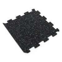 Černo-bílo-modrá gumová podlahová deska (puzzle - okraj) FLOMA FitFlo SF1050 - délka 47,8 cm, šířka 47,8 cm, výška 0,8 cm