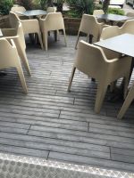Hnědá plastová terasová dlažba Linea Woodenlike (dřevo) - délka 116,5 cm, šířka 14,3 cm, výška 2,5 cm