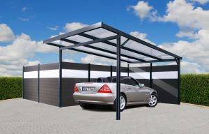 Boční stěna ke Carport Premium - bílá / tmavě šedá - 2,96 m x 1,86 m