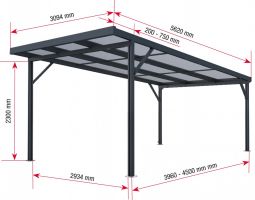 Přístřešek na auto Carport Premium A - bílá / čirá - 16mm 3,094 x 5,62 m