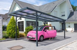 Přístřešek na auto Carport Premium A - bílá / Clima blue - 16mm 3,094 x 5,62 m