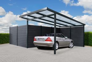 Boční stěna ke Carport Premium - 	bílá / tmavě šedá, čirá - 2,96 m x 1,86 m