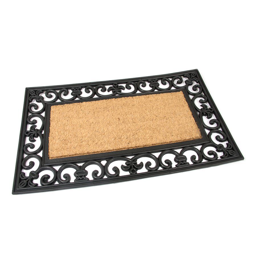 Kokosová čisticí venkovní vstupní rohož FLOMA Rectangle - Deco - délka 45 cm, šířka 75 cm, výška 1,7 cm