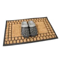 Kokosová čisticí venkovní vstupní rohož FLOMA Rectangle - Squares - délka 45 cm, šířka 75 cm, výška 2,2 cm