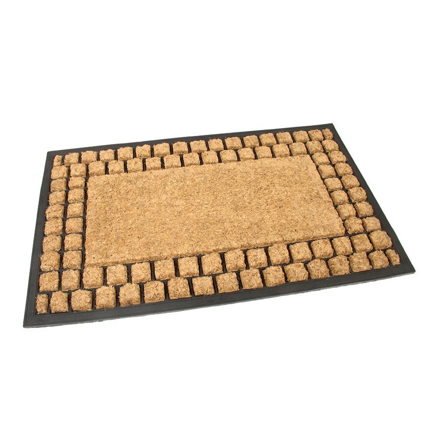 Kokosová čisticí venkovní vstupní rohož FLOMA Rectangle - Squares - délka 45 cm, šířka 75 cm, výška 2,2 cm