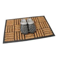 Kokosová čisticí venkovní vstupní rohož FLOMA Lines - Squares - délka 45 cm, šířka 75 cm, výška 2 cm