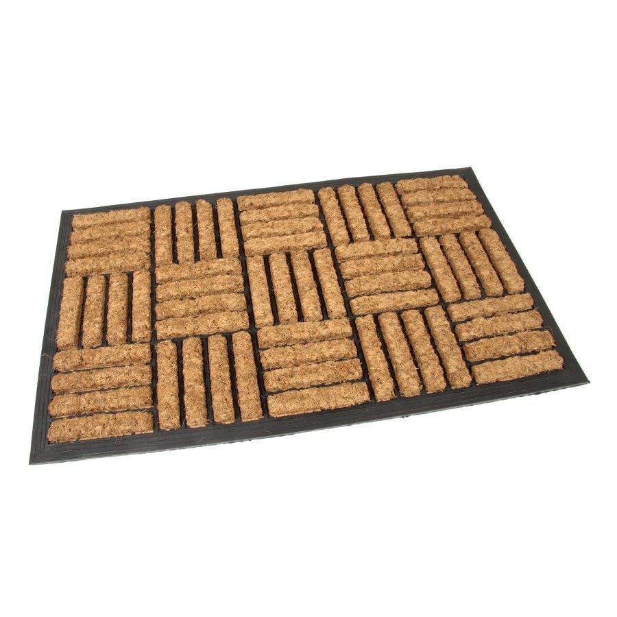 Kokosová čisticí venkovní vstupní rohož FLOMA Lines - Squares - délka 45 cm, šířka 75 cm, výška 2 cm