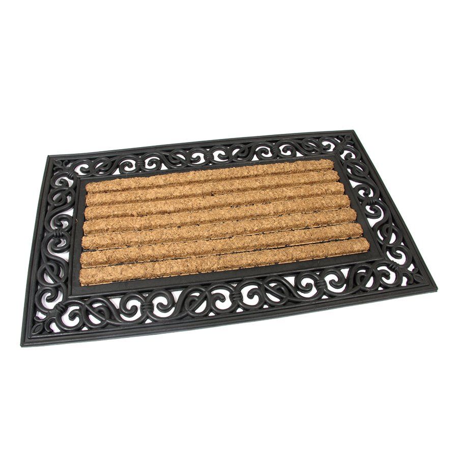 Kokosová čisticí venkovní vstupní rohož FLOMA Stripes - Deco - délka 45 cm, šířka 75 cm, výška 2,1 cm