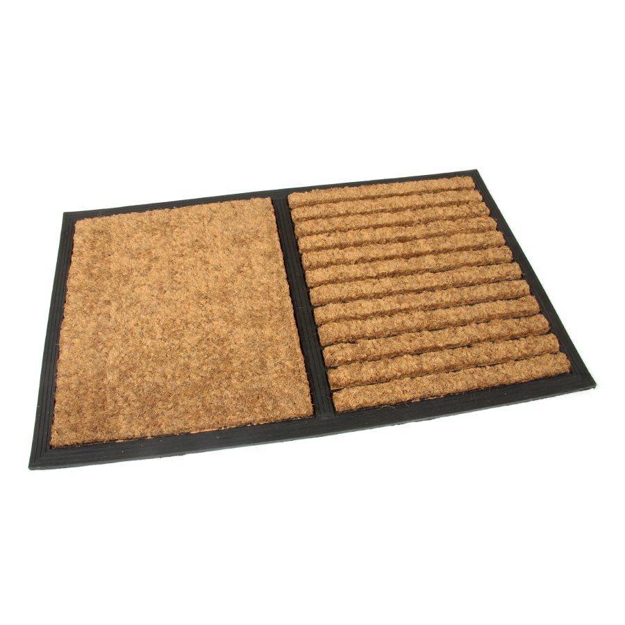 Kokosová čisticí venkovní vstupní rohož FLOMA Stripes - Rectangle - délka 45 cm, šířka 75 cm, výška 2,3 cm
