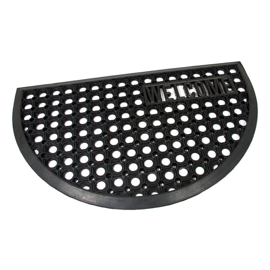 Gumová venkovní vstupní půlkruhová rohož FLOMA Honeycomb Welcome - délka 45 cm, šířka 75 cm, výška 1,5 cm