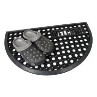 Gumová venkovní vstupní půlkruhová rohož FLOMA Honeycomb Welcome - délka 45 cm, šířka 75 cm, výška 1,5 cm