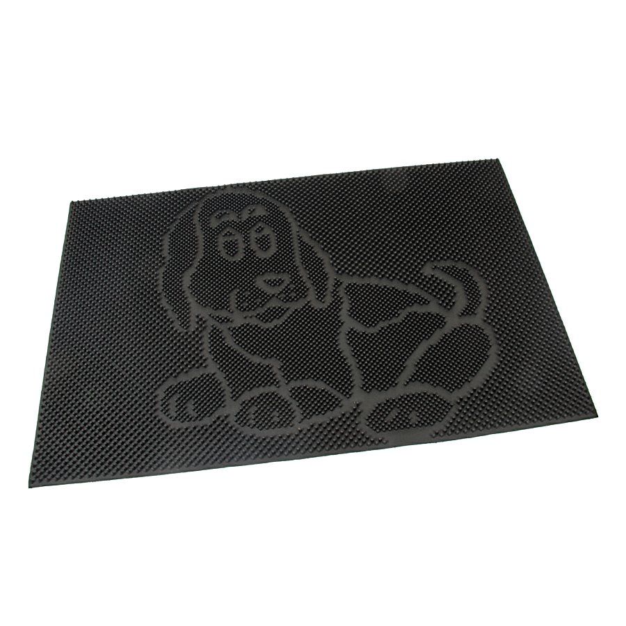 Gumová čisticí venkovní vstupní rohož FLOMA Dog - délka 40 cm, šířka 60 cm, výška 0,8 cm