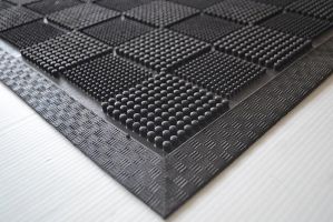 Gumová čisticí venkovní vstupní rohož FLOMA Pin Squares - délka 40 cm, šířka 60 cm, výška 0,7 cm