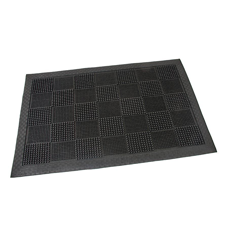 Gumová čisticí venkovní vstupní rohož FLOMA Pin Squares - délka 40 cm, šířka 60 cm, výška 0,7 cm