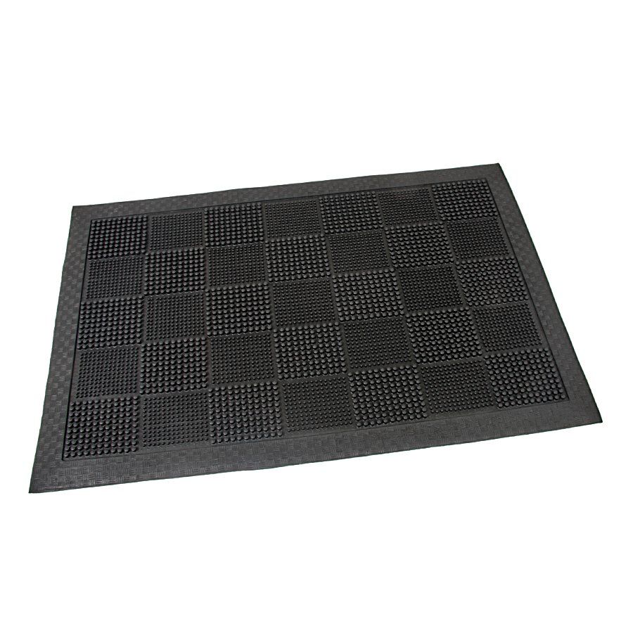 Gumová čistící venkovní vstupní rohož FLOMA Pin Squares - délka 40 cm, šířka 60 cm, výška 0,7 cm