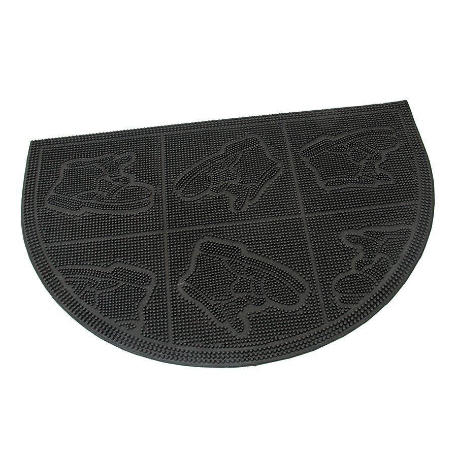 Gumová čisticí venkovní vstupní půlkruhová rohož FLOMA Shoes - Squares - délka 40 cm, šířka 60 cm, výška 0,7 cm